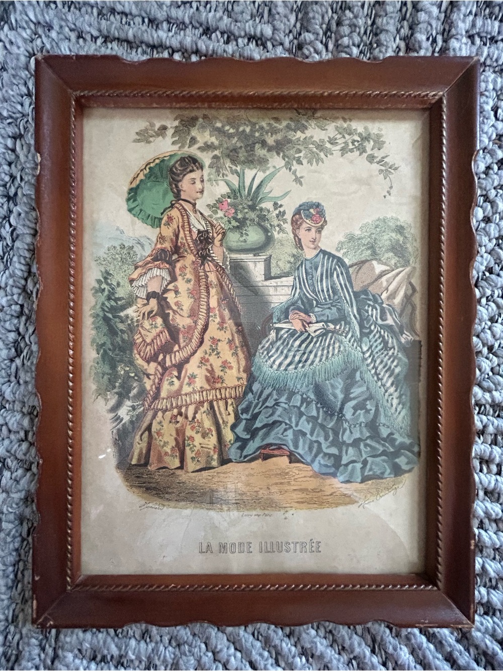 La Mode Illustrée Fashion Print Framed Antique Victorian Artwork Leroy Imp Paris